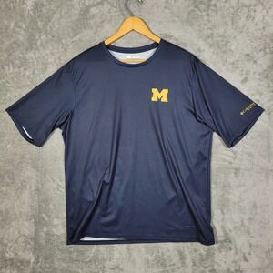 Michigan Wolverines Shirt Mens Large Blue NCAA College Omni Shade PFG Columbia